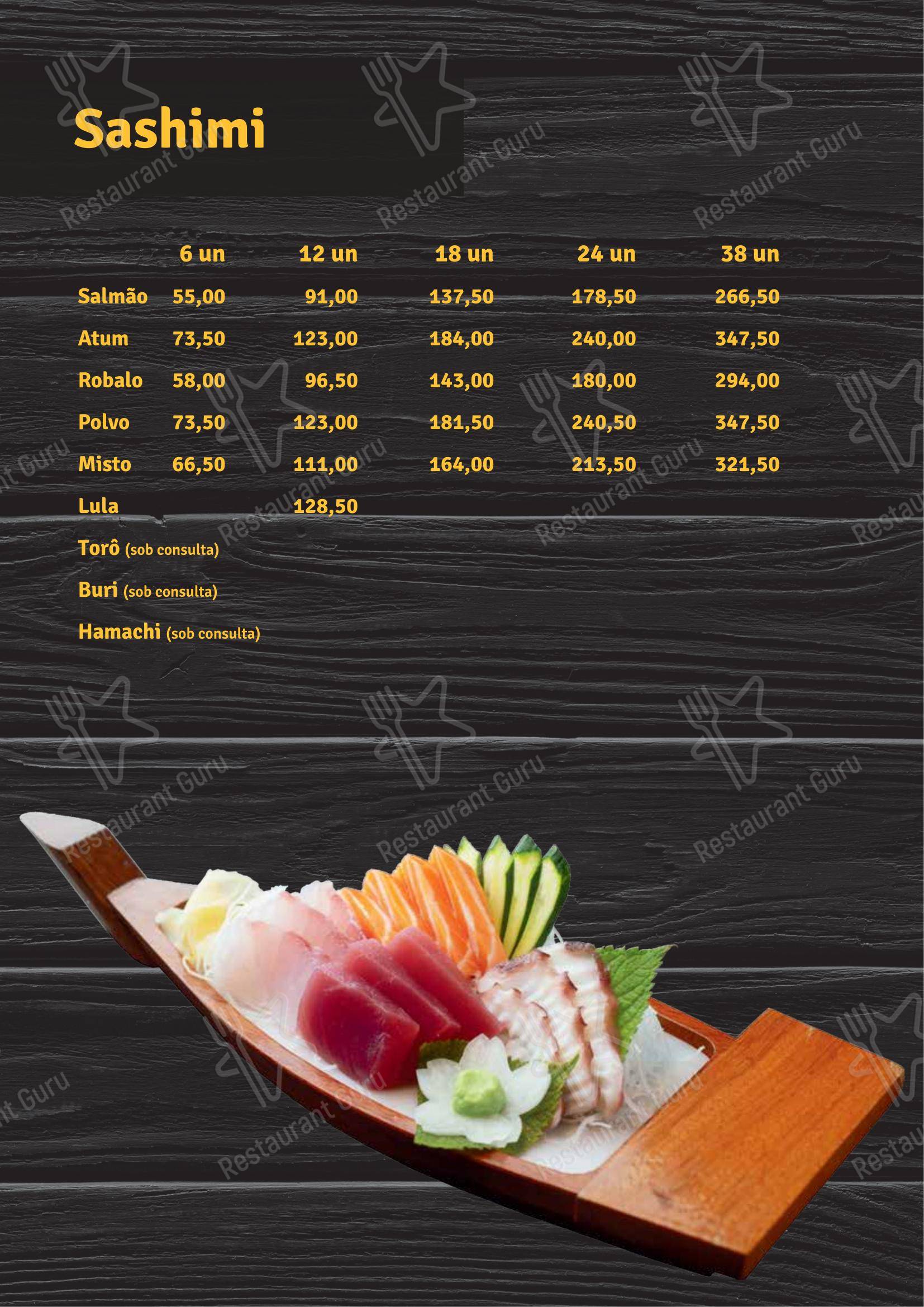 Menu para Shinryu restaurante