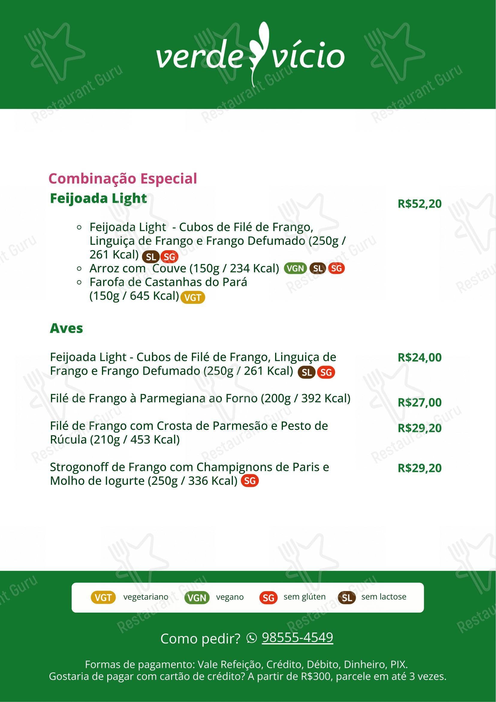 Verde Vício - Menu