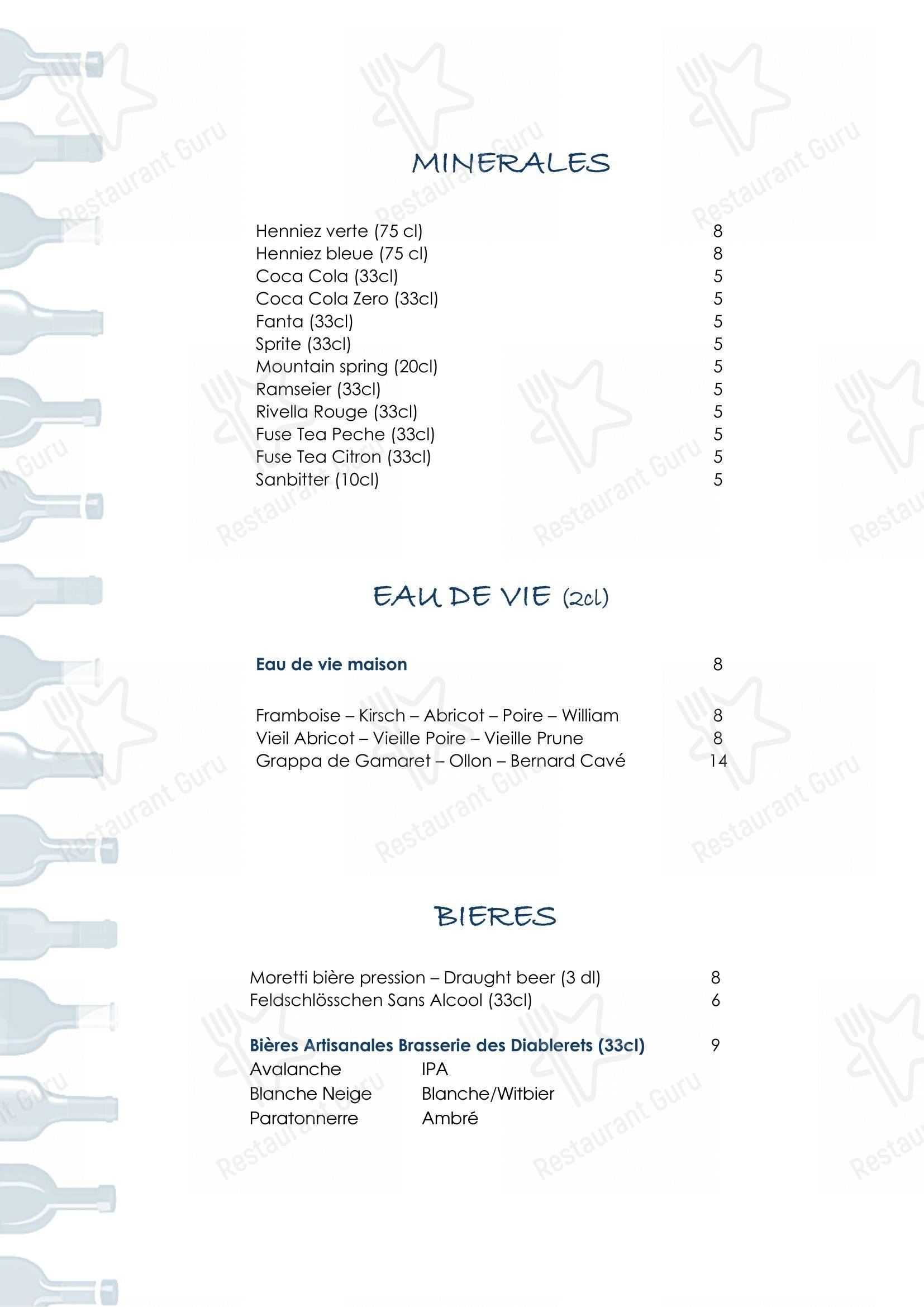 Menu per Vieux Villars ristorante