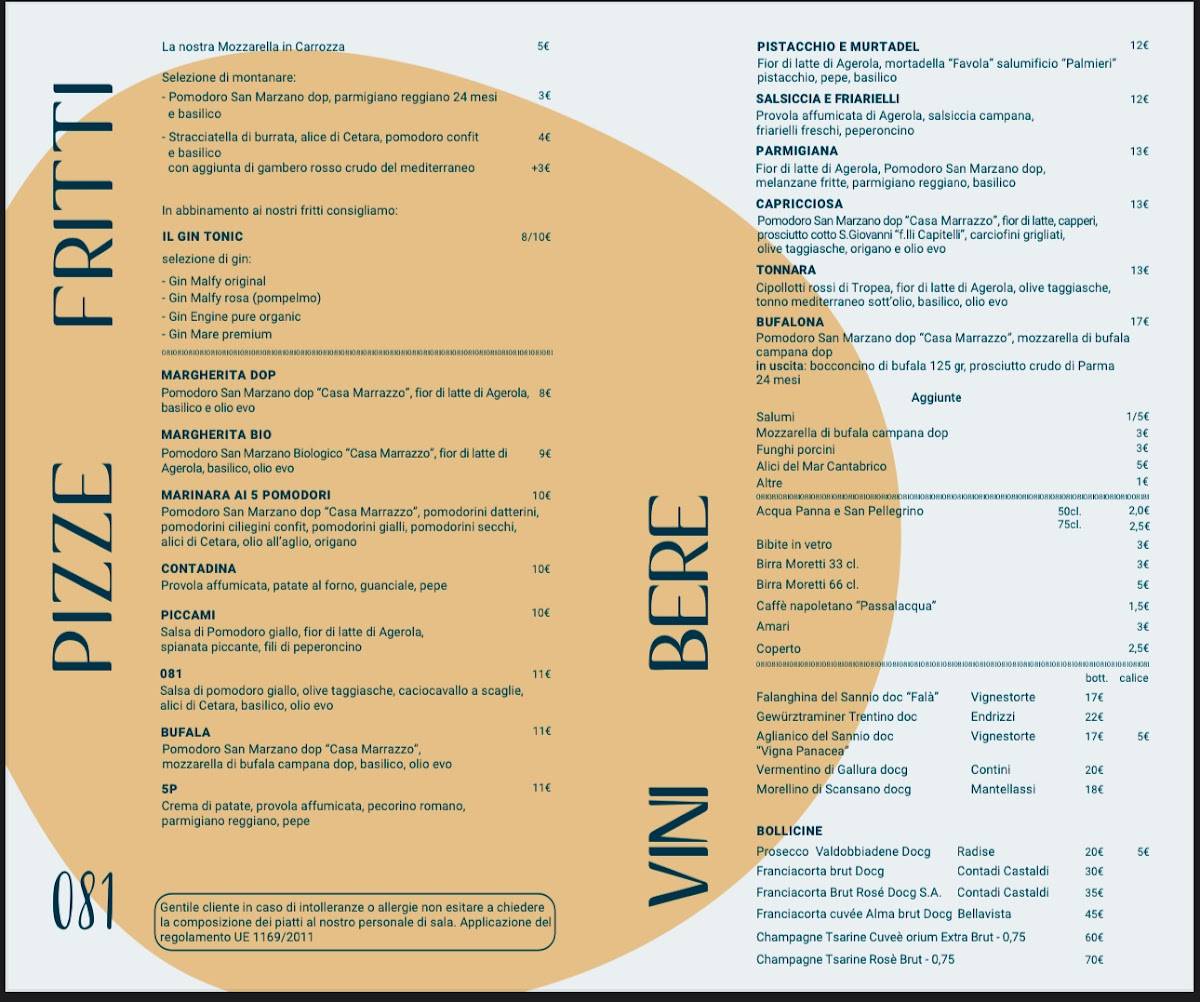Menu di 081 Pizzeria 
