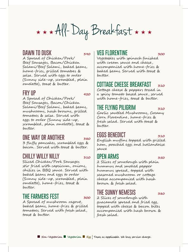 154 Breakfast Club menu