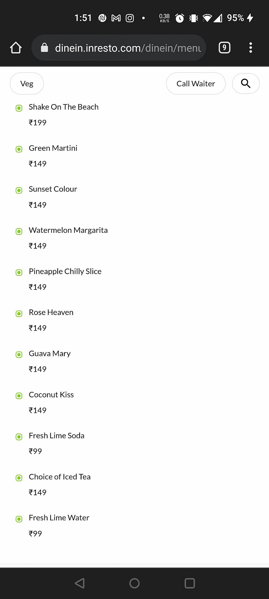 18.19 Cafe' Lounge menu