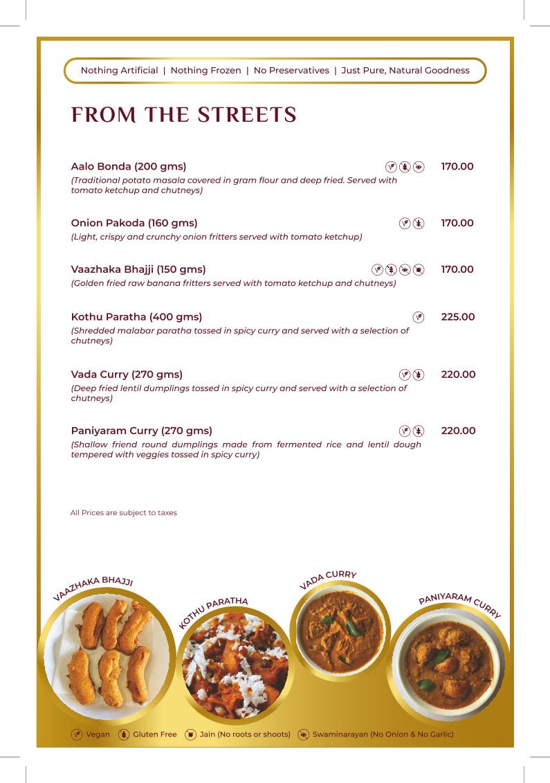 22nd Parallel menu