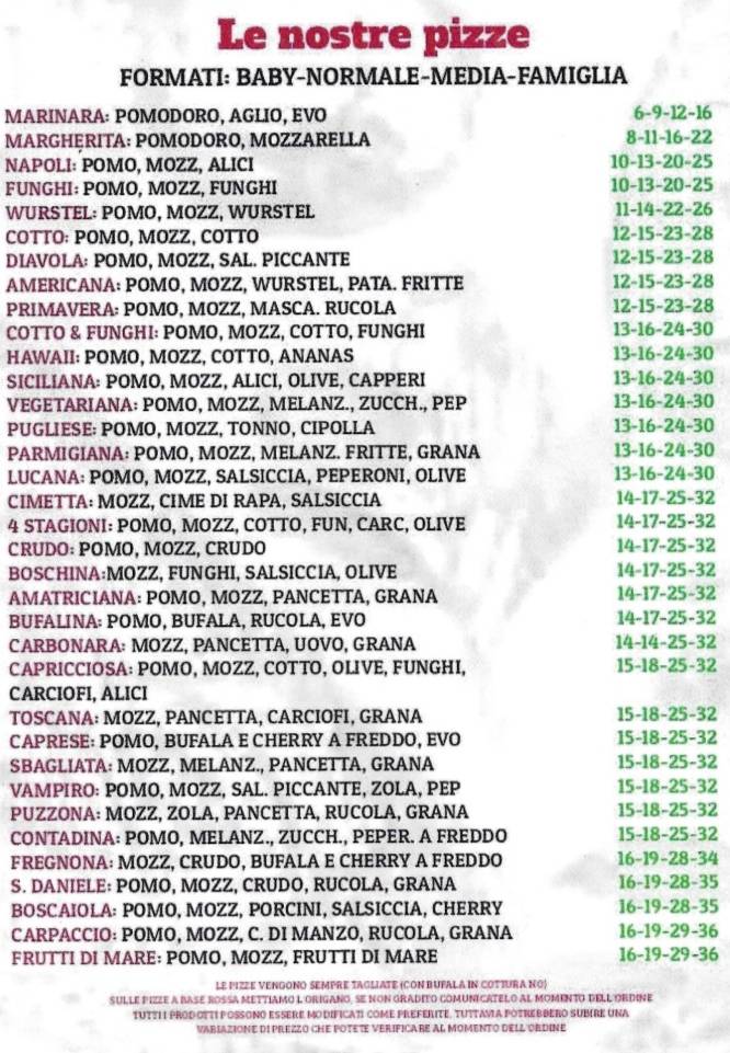Menu di 300gradi Pizza & Burger 