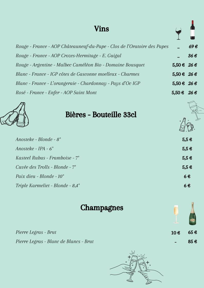 Menu de 54 Cocktails Bar - Arras