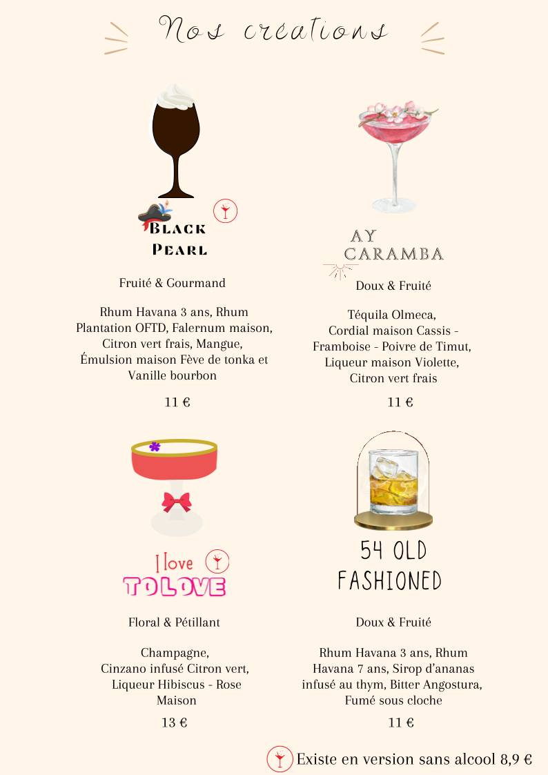 Menu de 54 Cocktails Bar - Arras