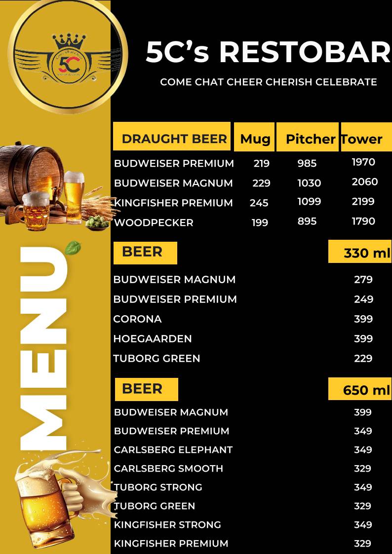 5C Resto Pub & Kitchen menu