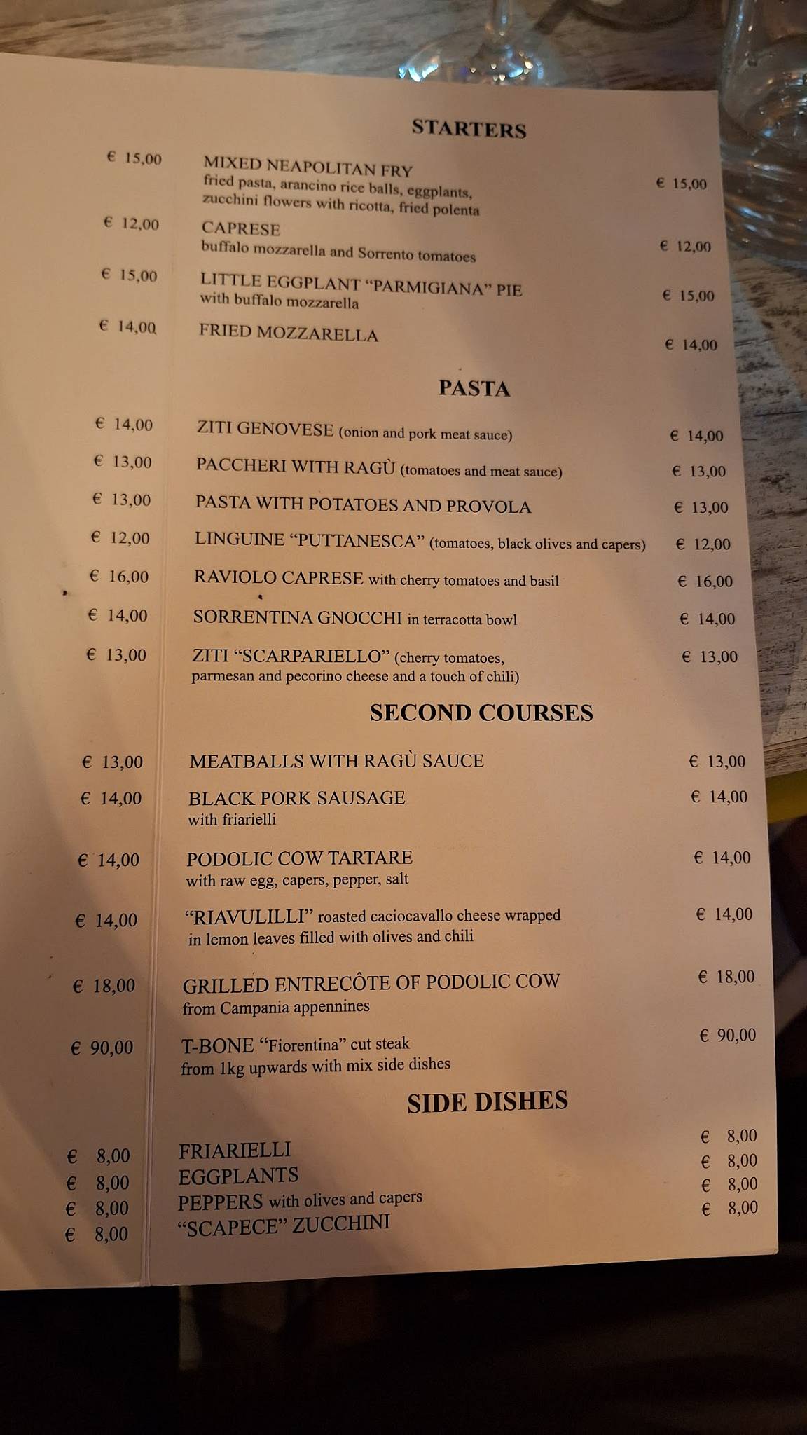 Menu di A Casa d' 'e Femminielli 