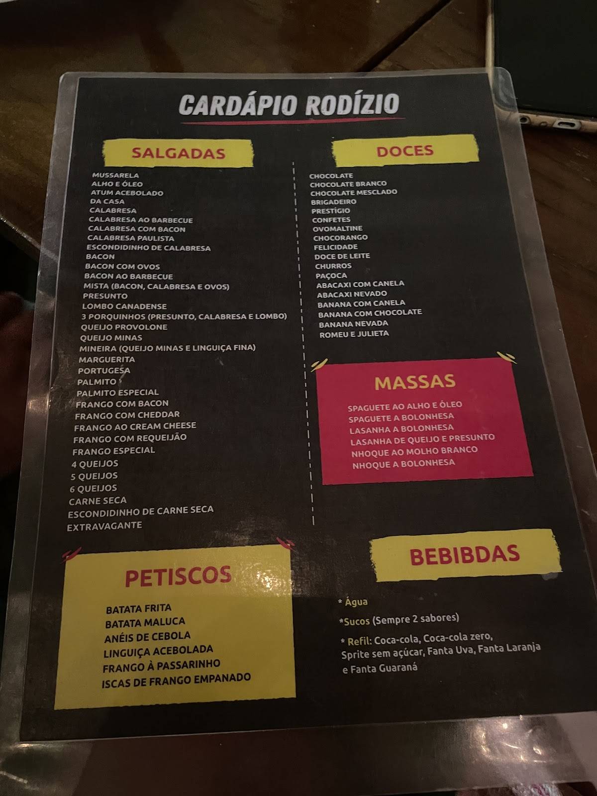 A Saborosa Pizzaria Cabo Frio - Rodízio de pizzas cardápio
