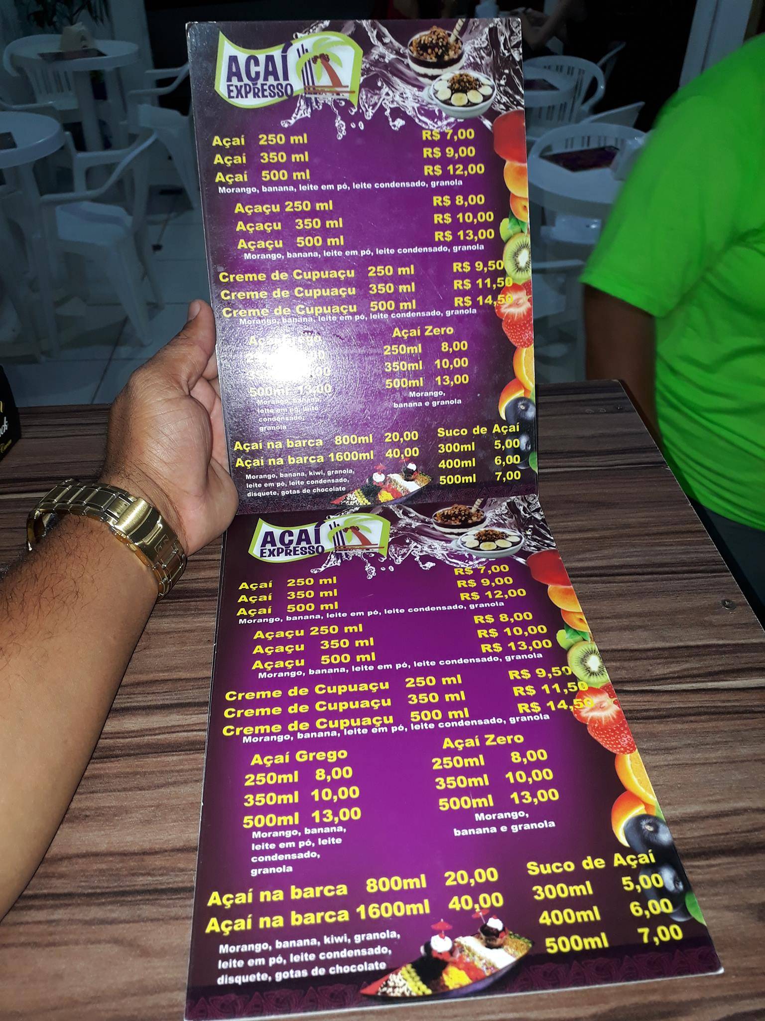 Açaí Natural Fit Premium cardápio