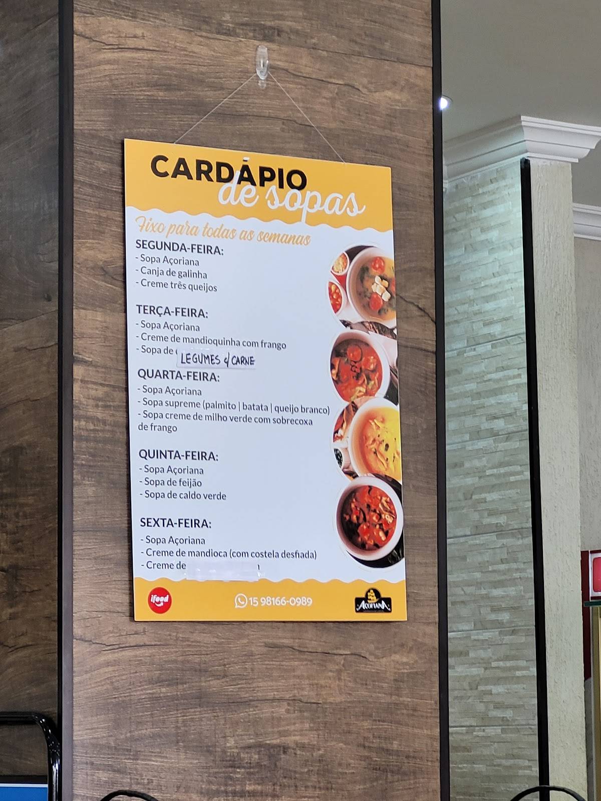 Padaria Açoriana cardápio