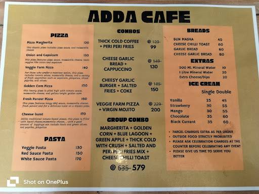 ADDA CAFE menu