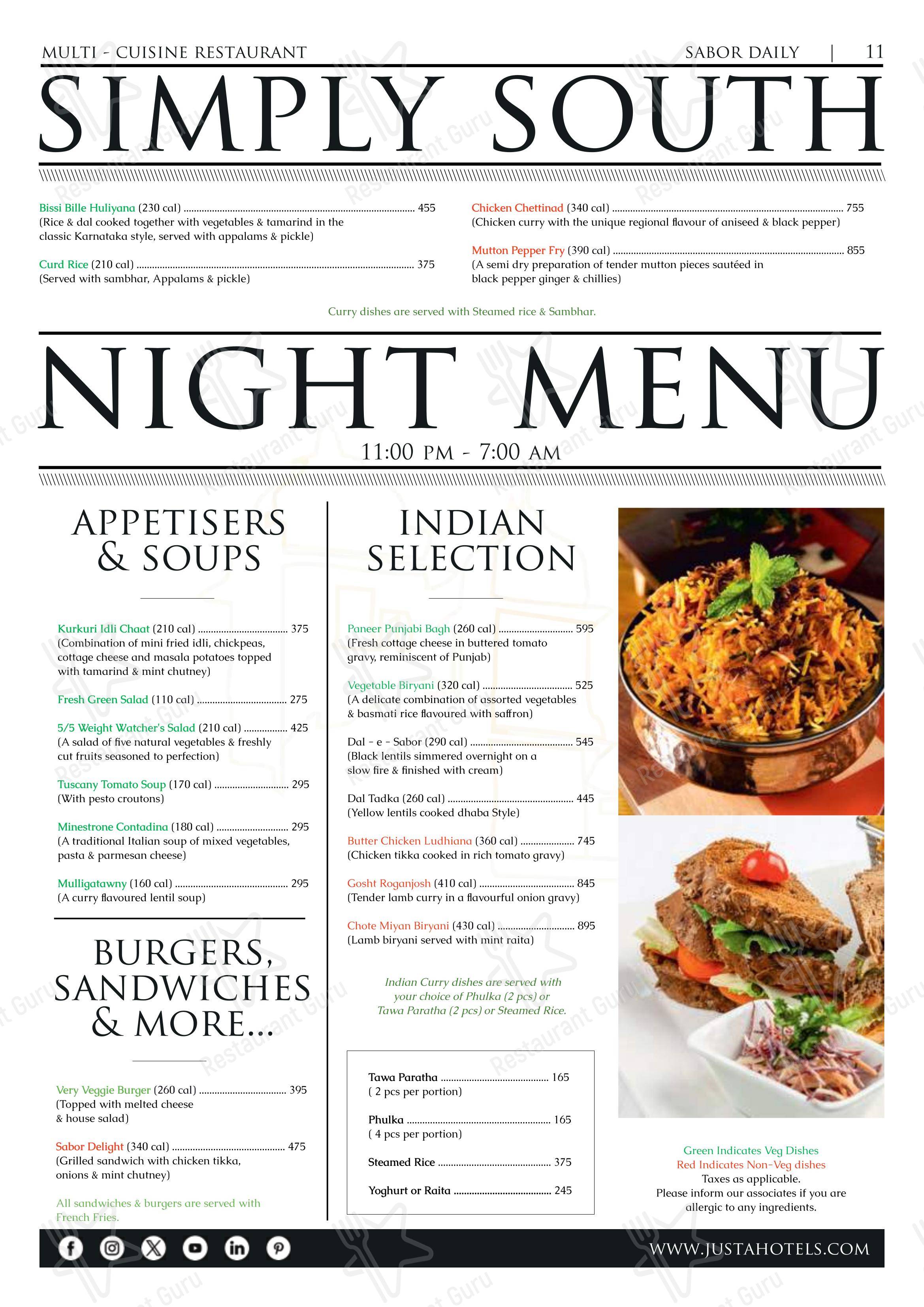 AIR, jüSTa Sajjangarh in Udaipur - Menu