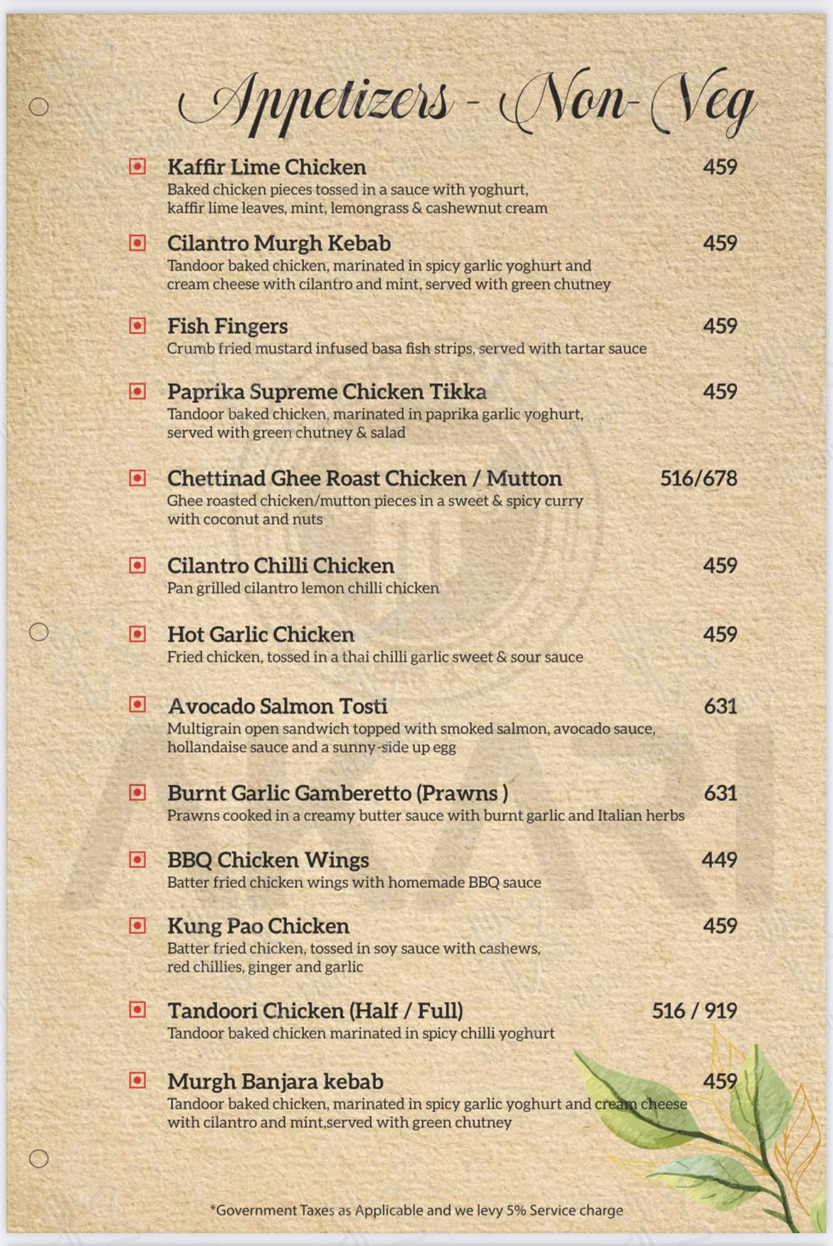 AKARI - Lounge, Bar & Kitchen menu - meals and drinks