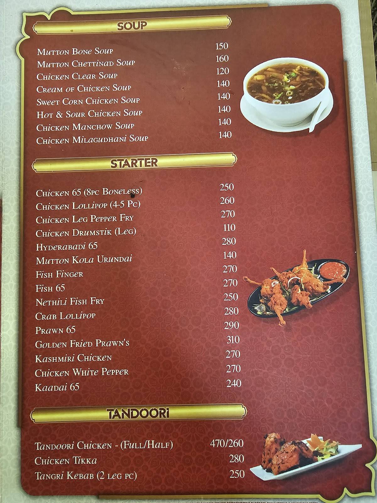 AMBUR STAR BRIYANI since 1890 -SHOLINGANALLUR menu