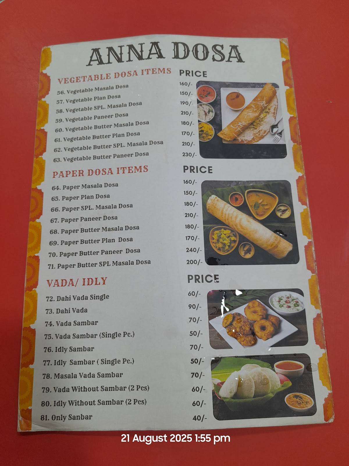 ANNA DOSA menu