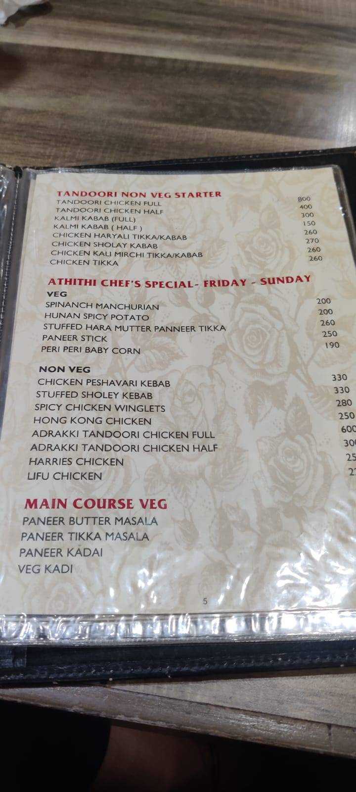 ATITHI GRAND - KANAKPURA ROAD menu