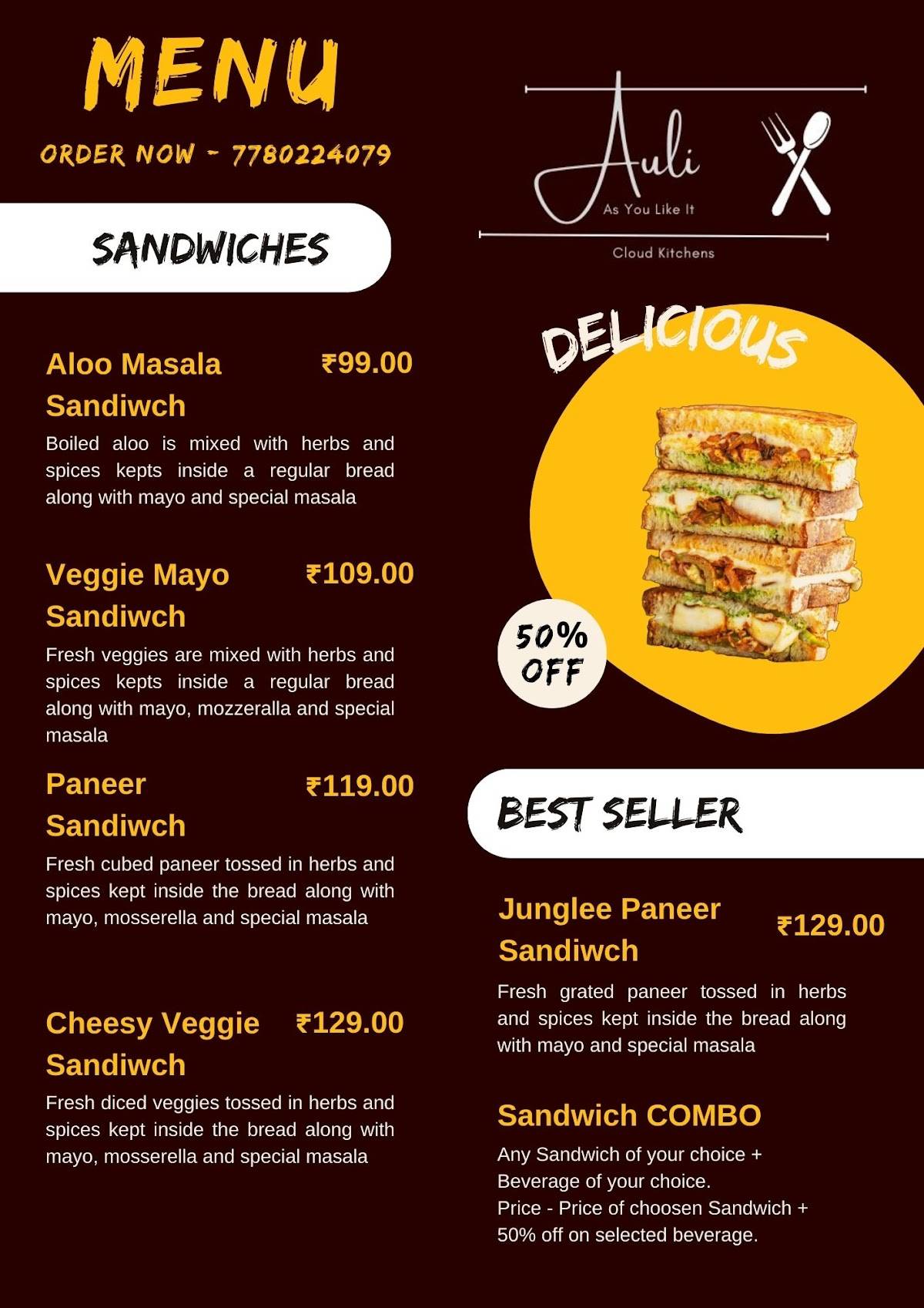 AULI - As You Like It Foods menu
