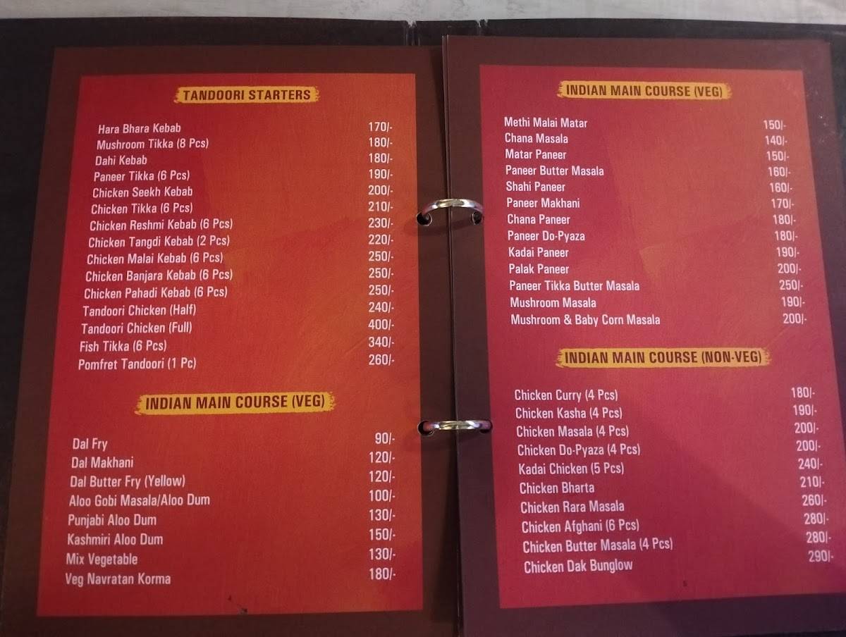 Aahar-e-Darbar menu