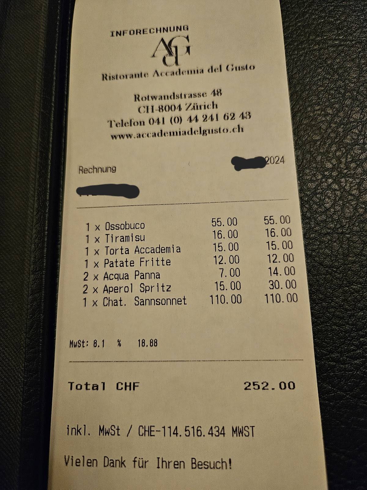 Menu di Accademia del Gusto GmbH 