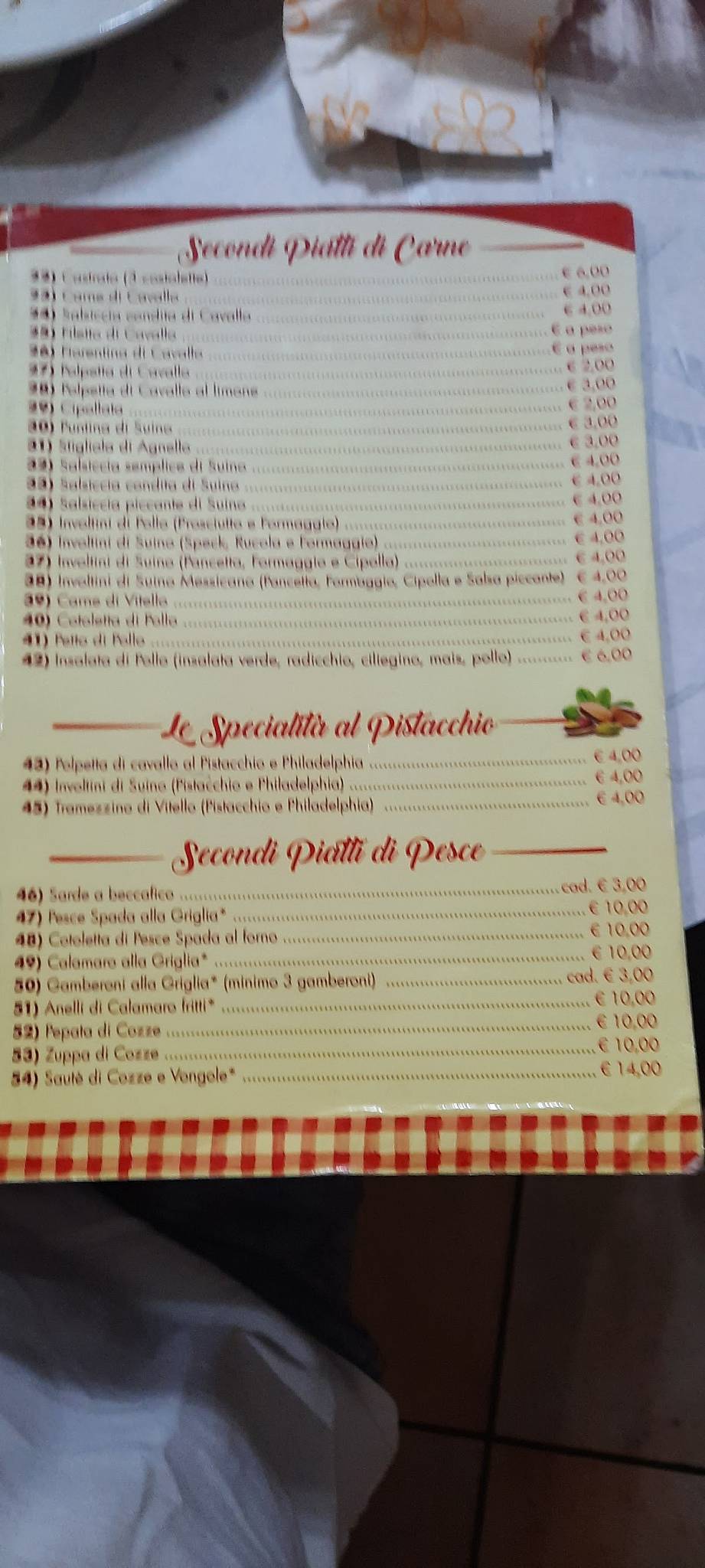 Menu di Trattoria Achille 