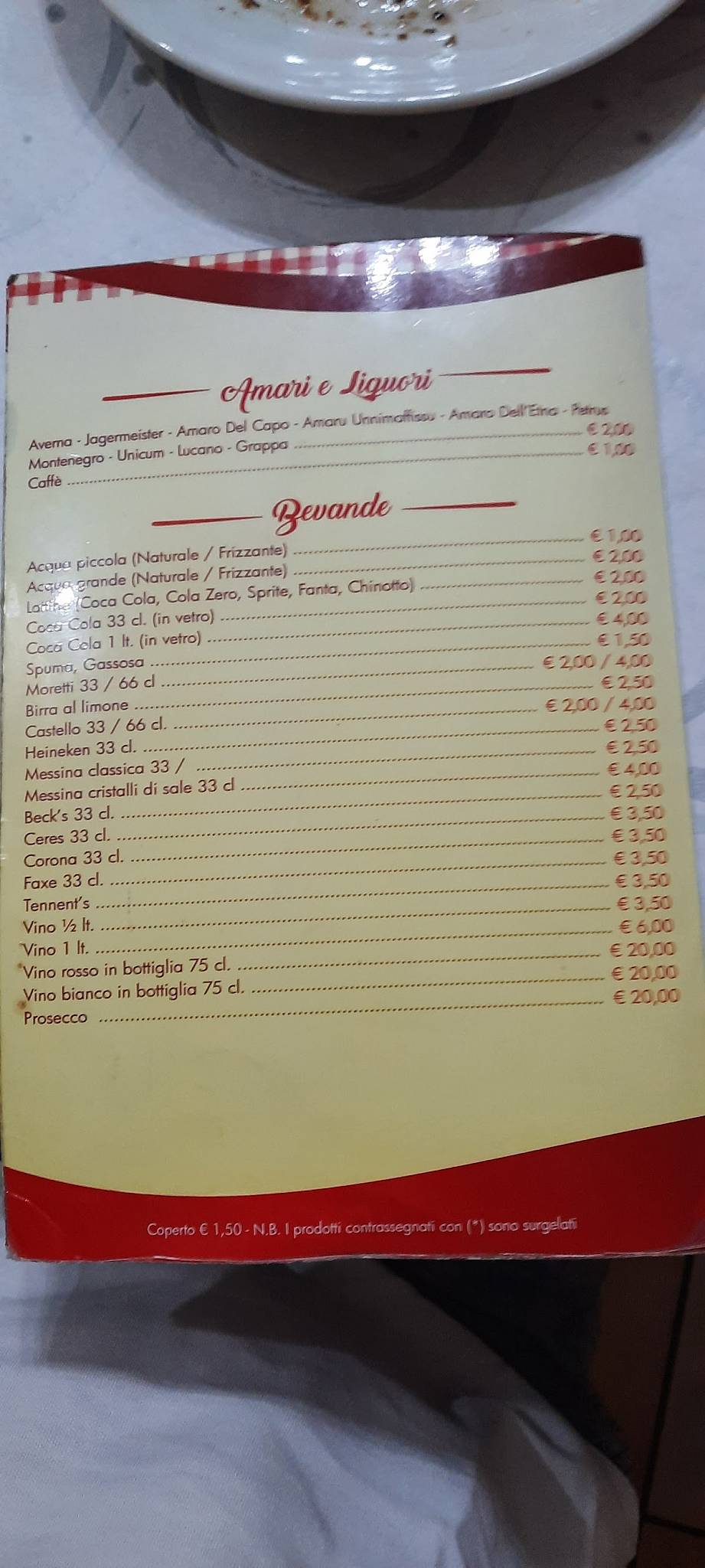 Menu di Trattoria Achille 
