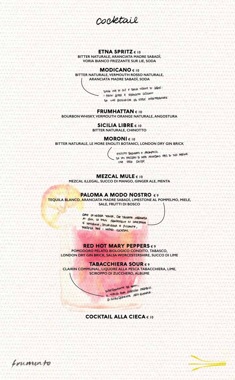 Menu di Frumento Pizzeria Acireale 