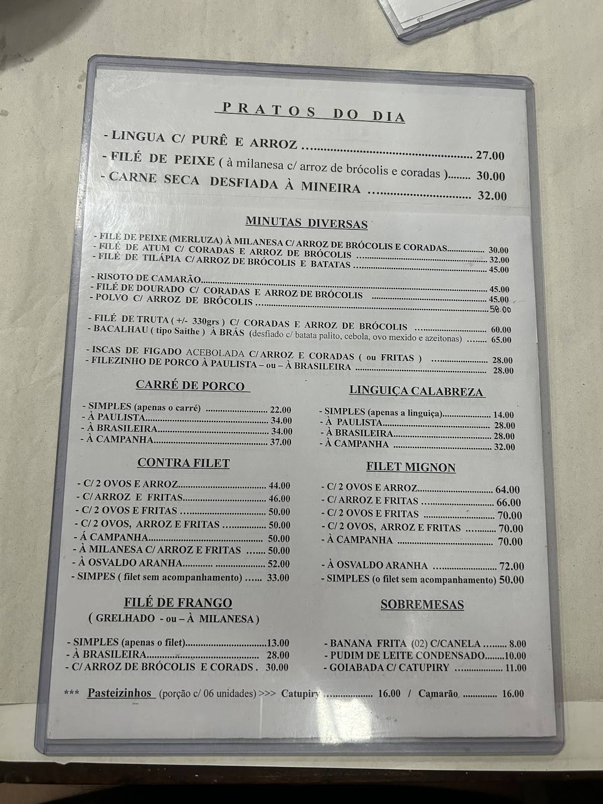 Restaurante Adriano cardápio