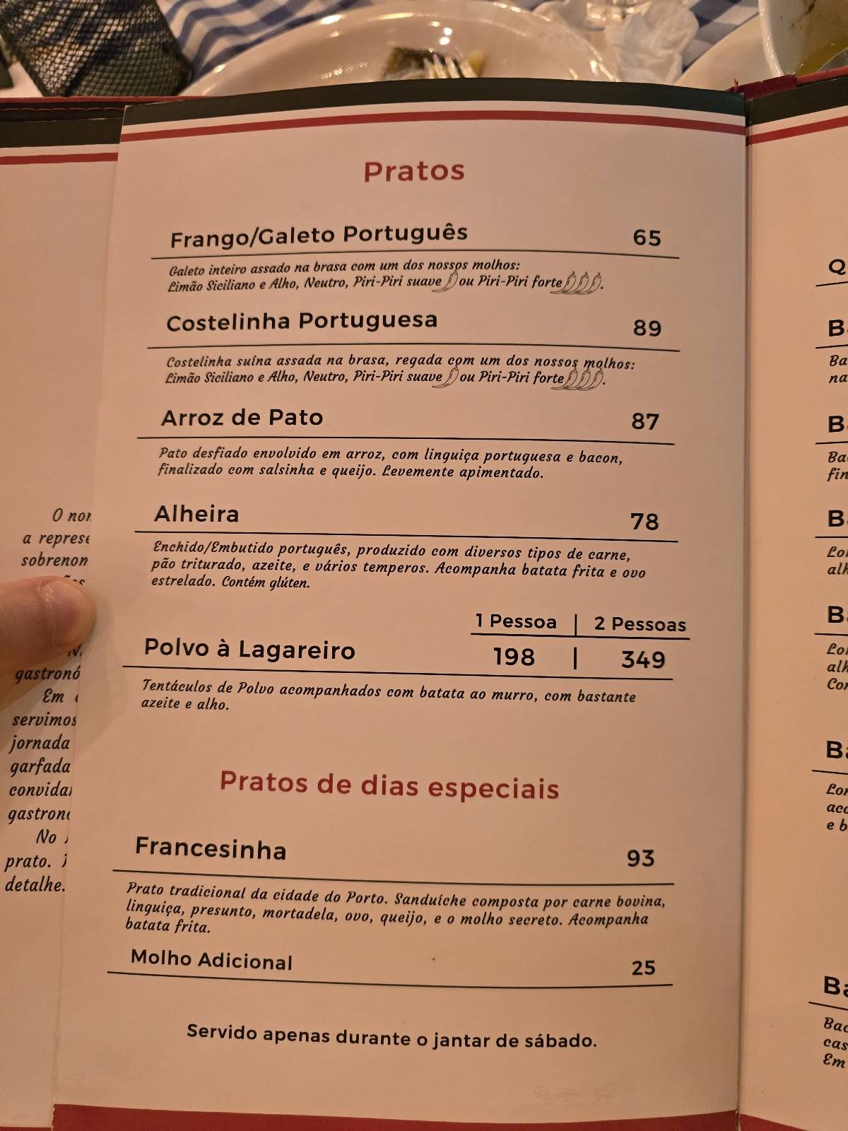 Afonso's cardápio