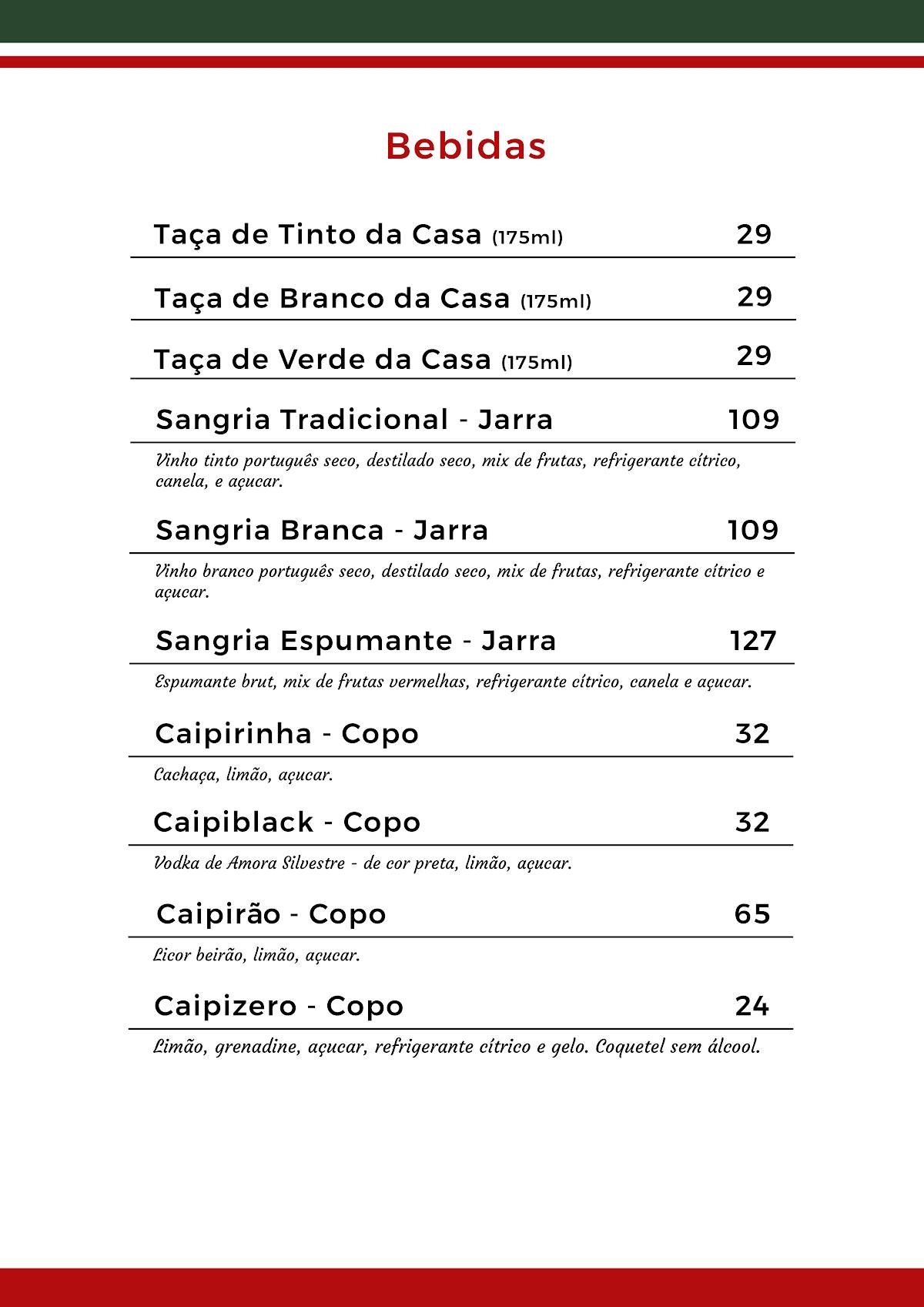 Afonso's cardápio
