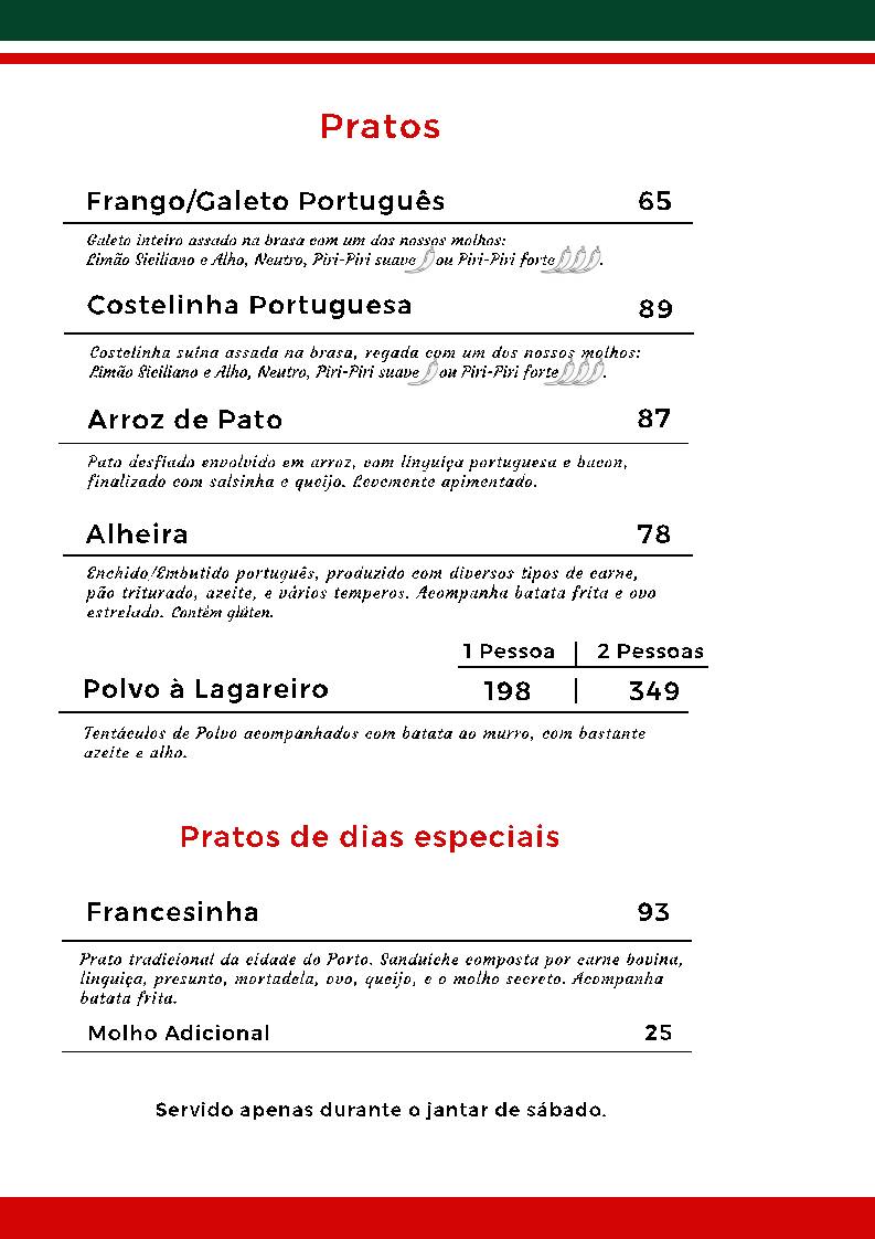 Afonso's cardápio