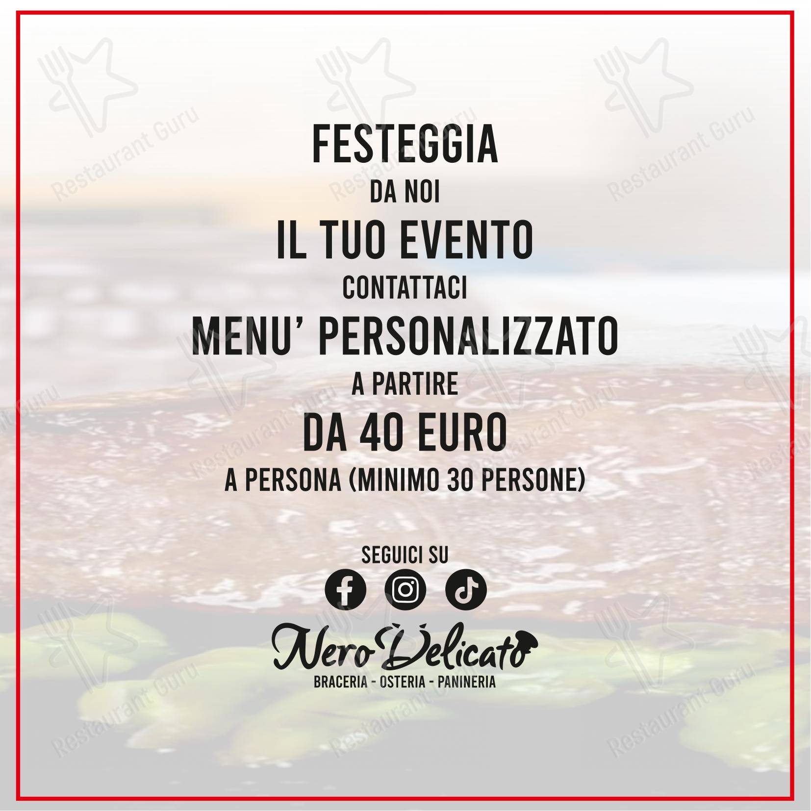 Menu di OSTERIA BRACERIA NERO DELICATO 