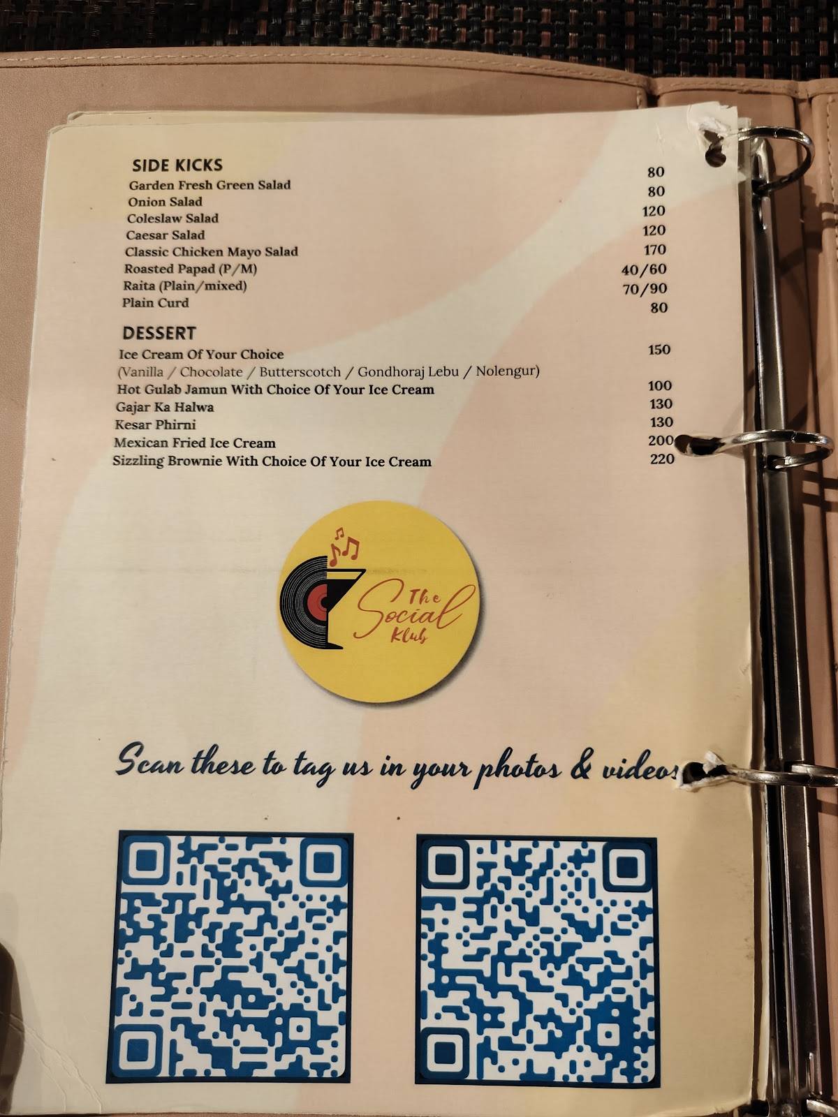 The Social Klub menu