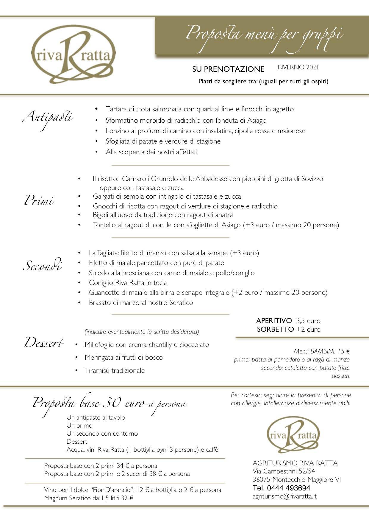 Menu di Agriturismo Riva Ratta 