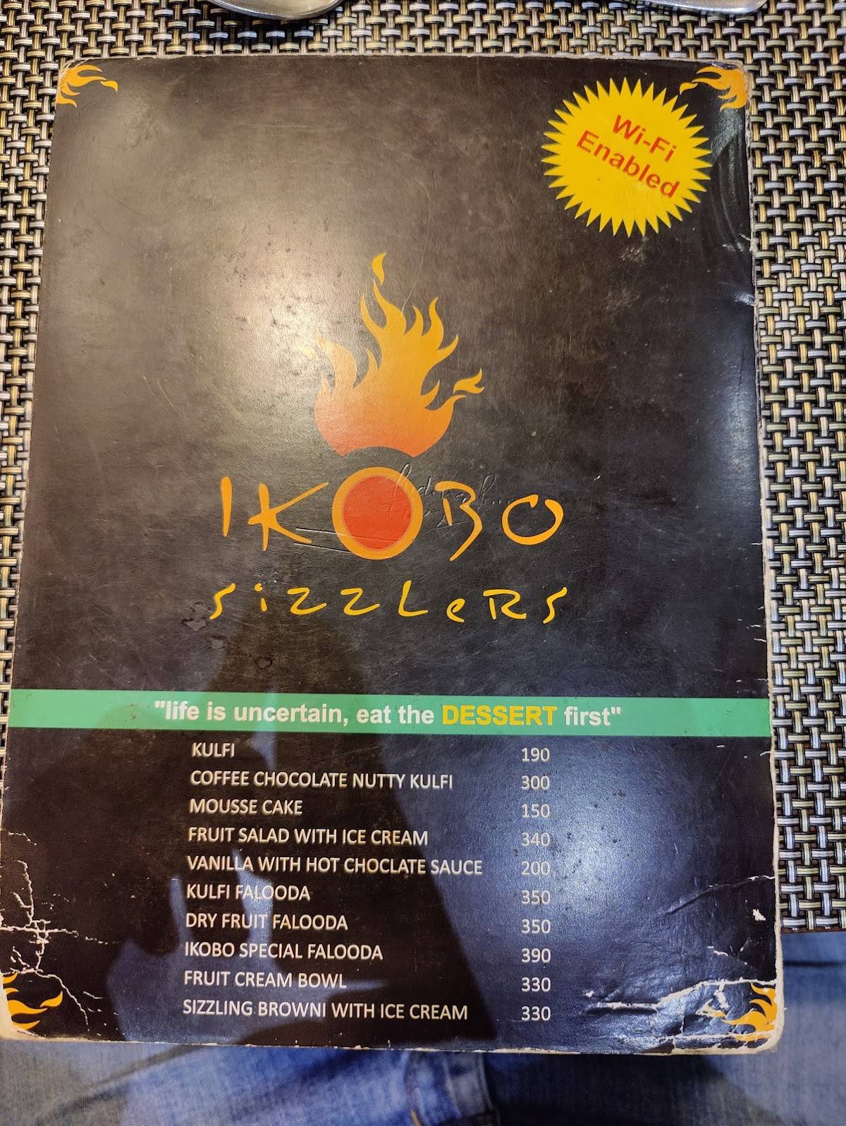 Ikobo Sizzlers menu
