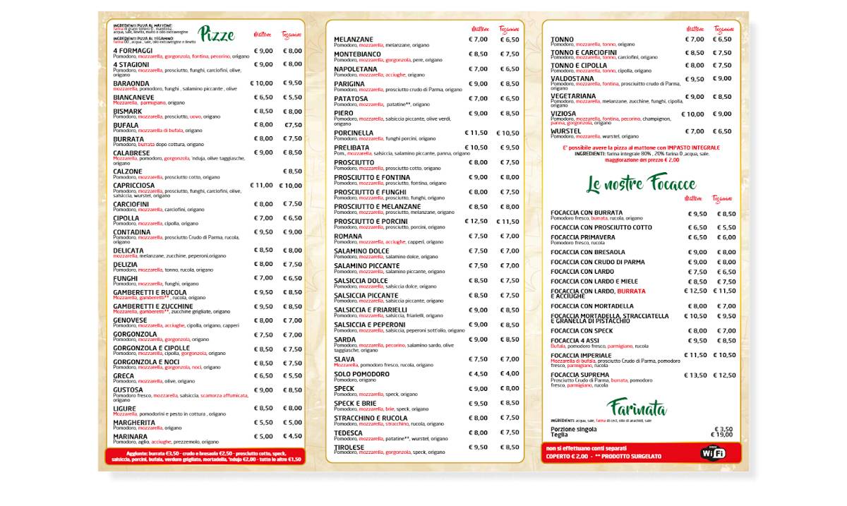 Menu di Pizzeria ai 4 Assi 