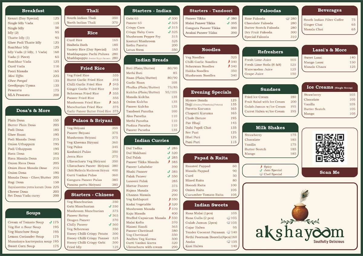 Akshayaam menu
