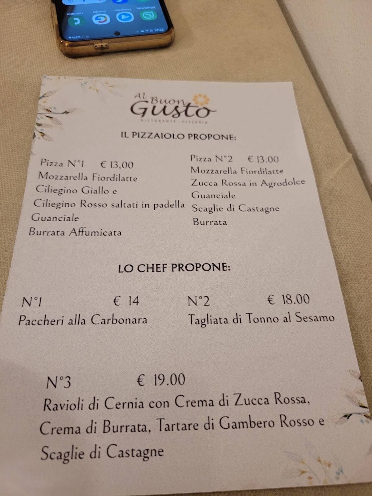 Menu di Al Buon Gusto 