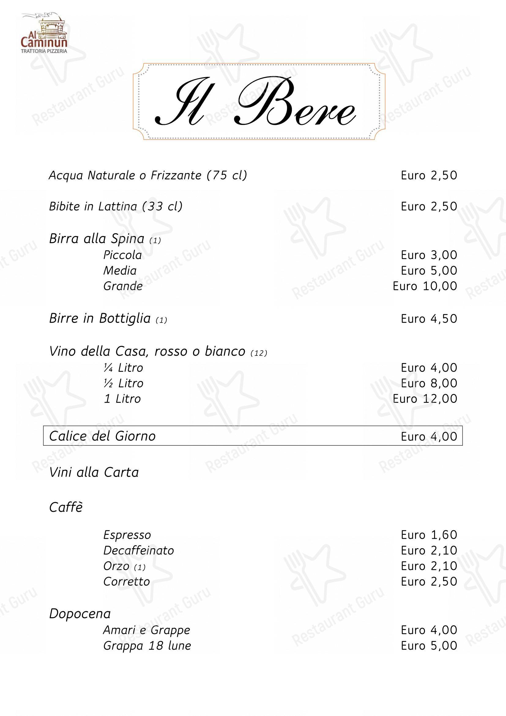 Menu per Al Caminun Trattoria Pizzeria in Merate