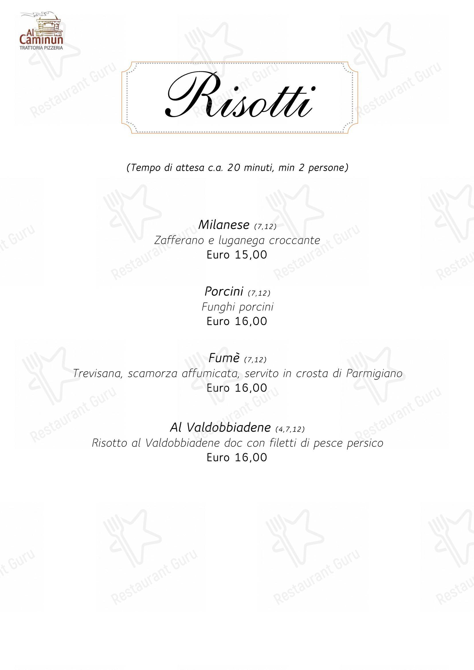 Menu per Al Caminun Trattoria Pizzeria in Merate