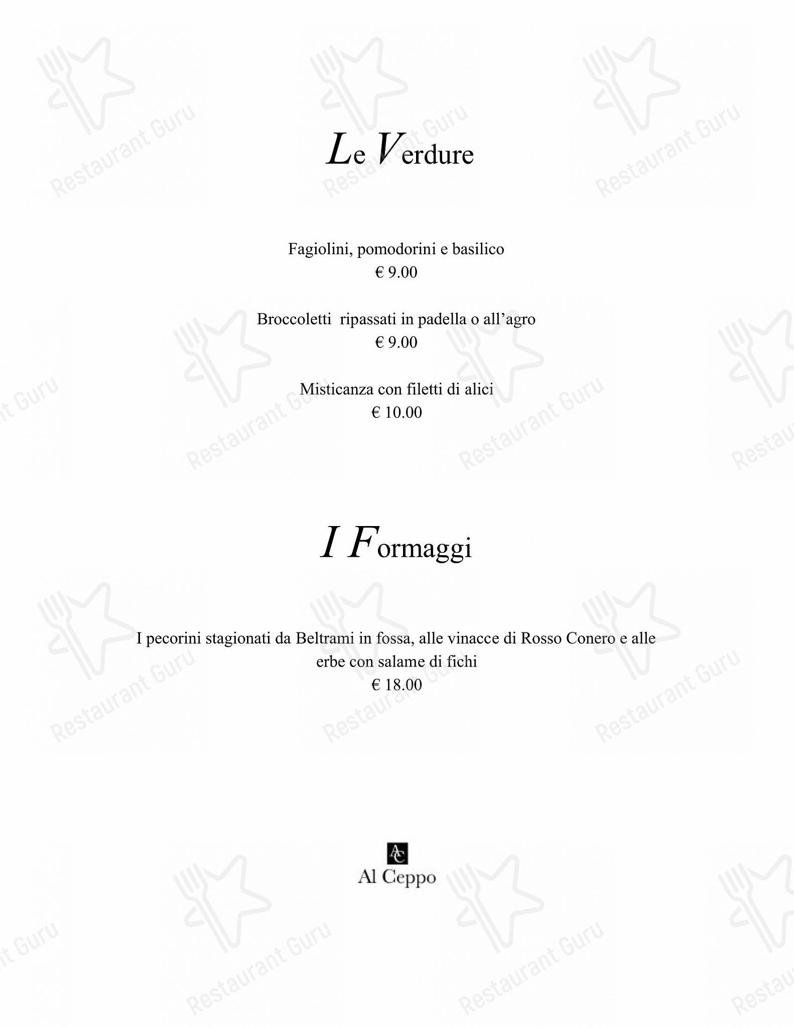 Menu Dinner per Ristorante al Ceppo in Roma