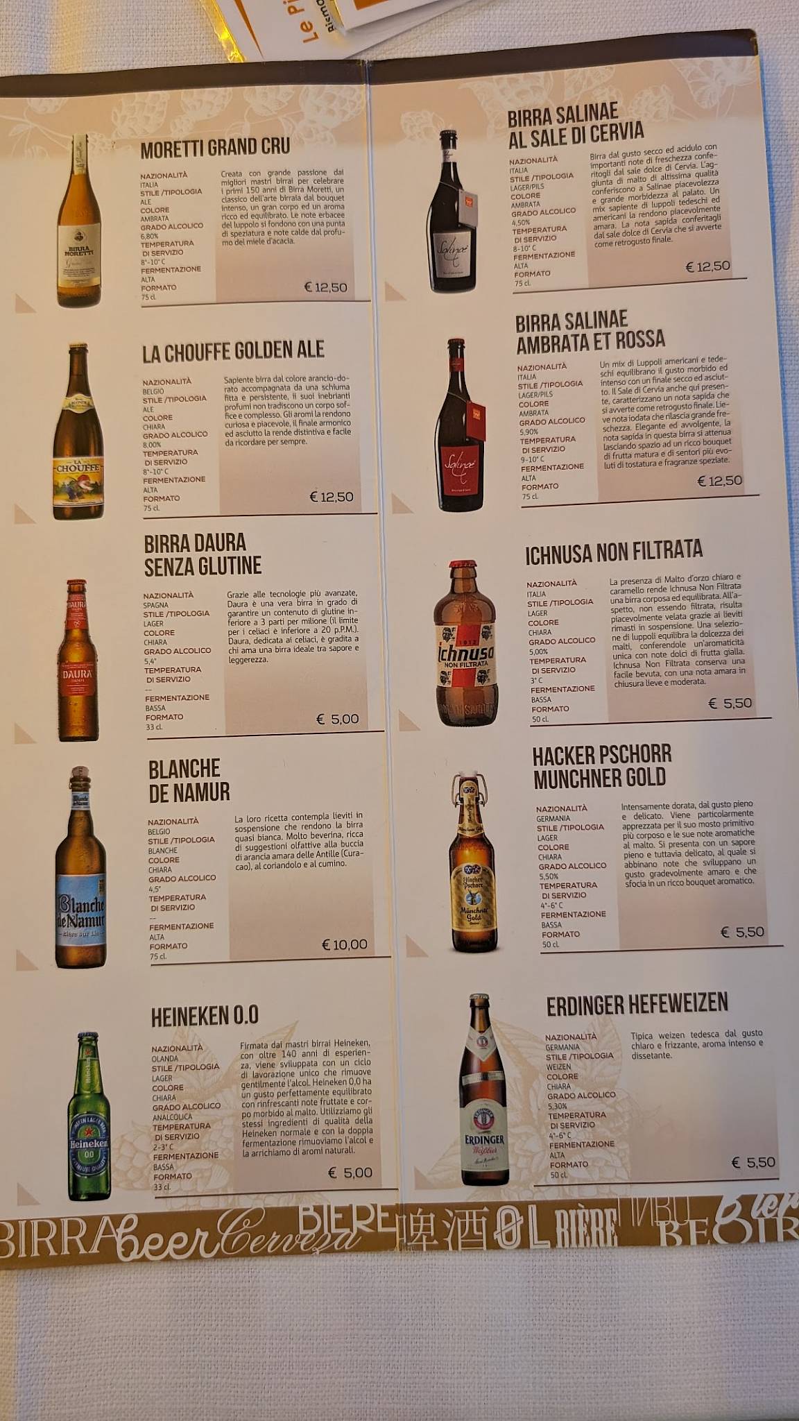 Menu di Al Cristallo 