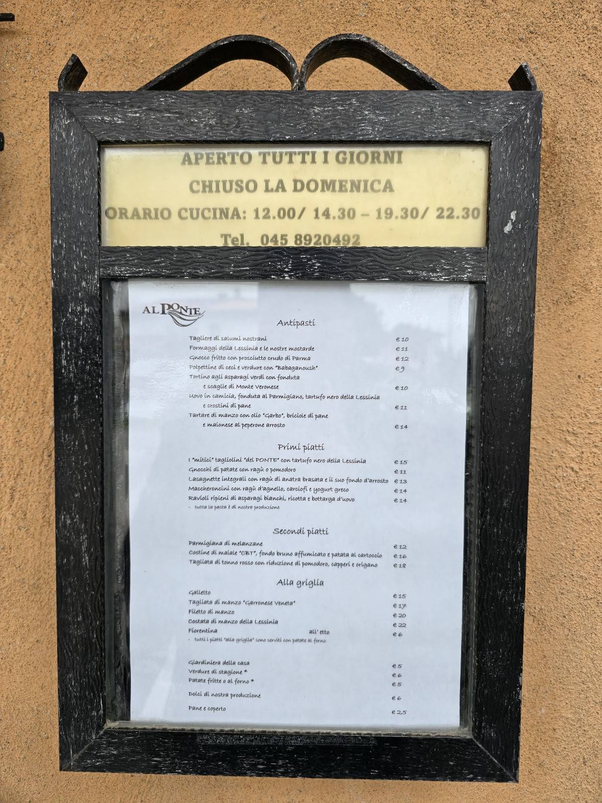 Menu di Al Ponte 
