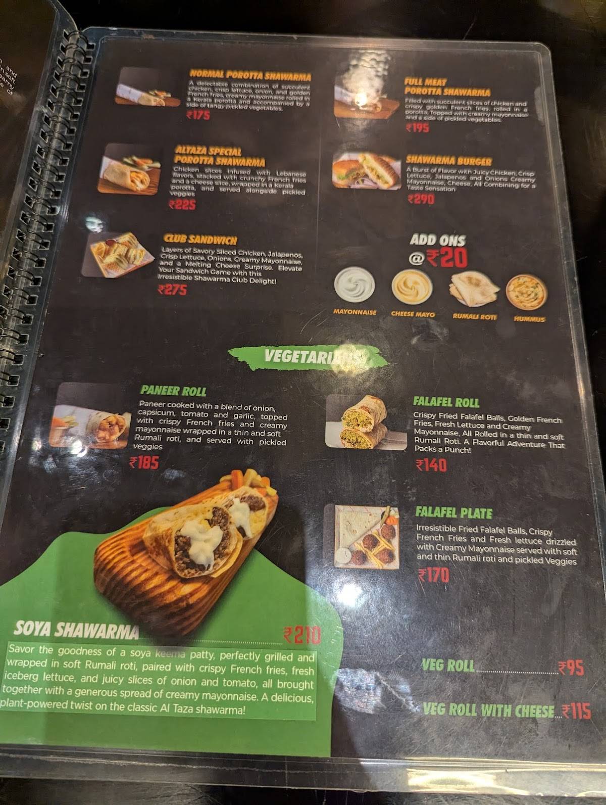 Al Taza - Kozhikode menu