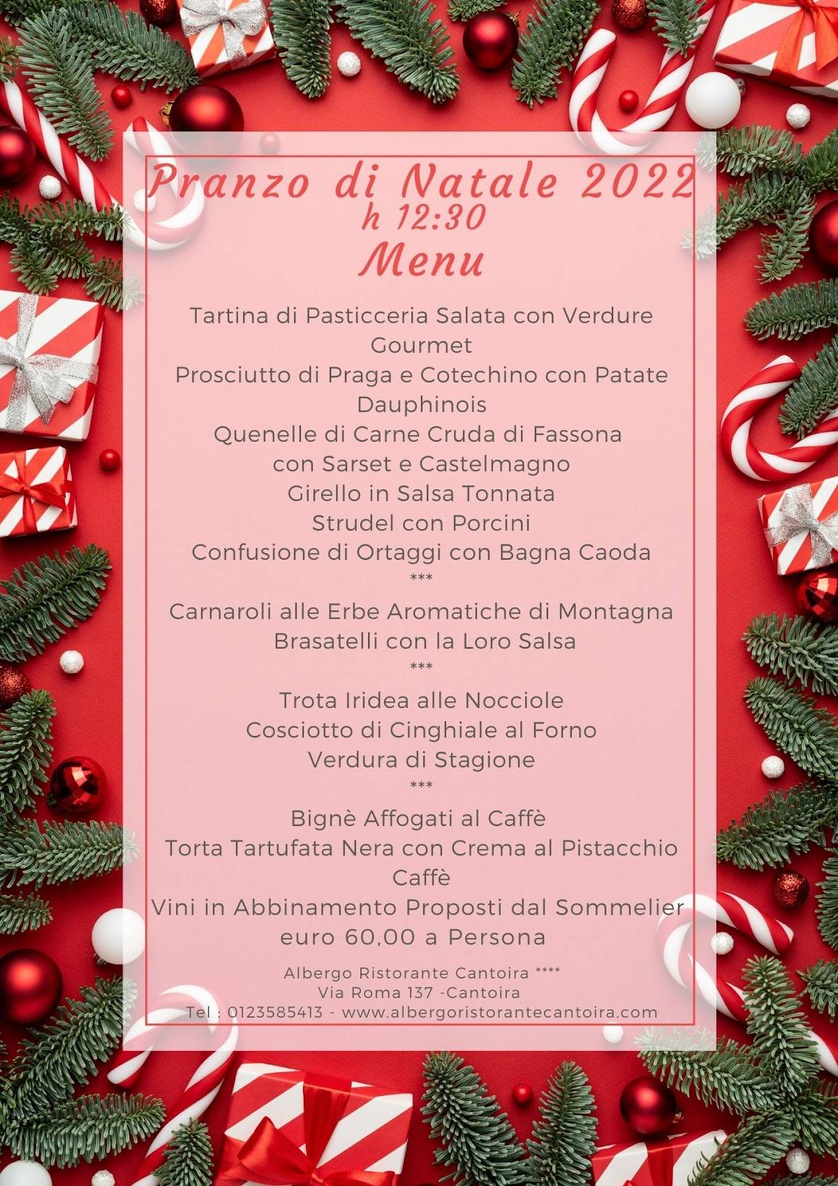 Menu di Albergo Ristorante Cantoira **** 