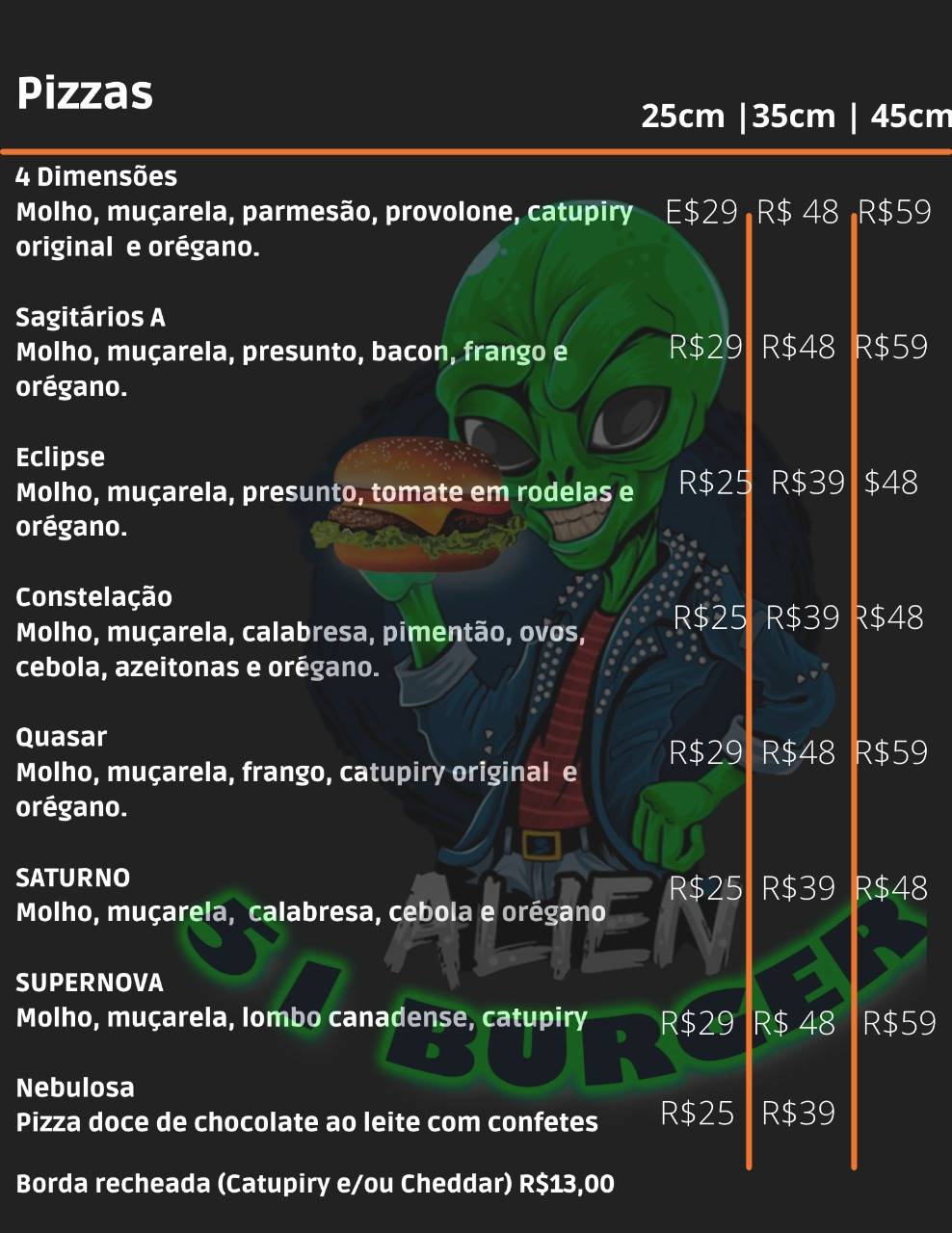 Alien 51 Burger cardápio