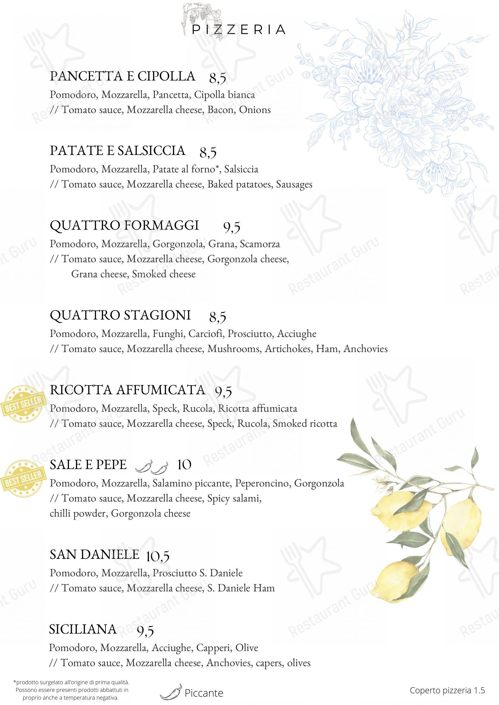 Menu per Alla Pergola - Albergo - Ristorante - Pizzeria in Cormons