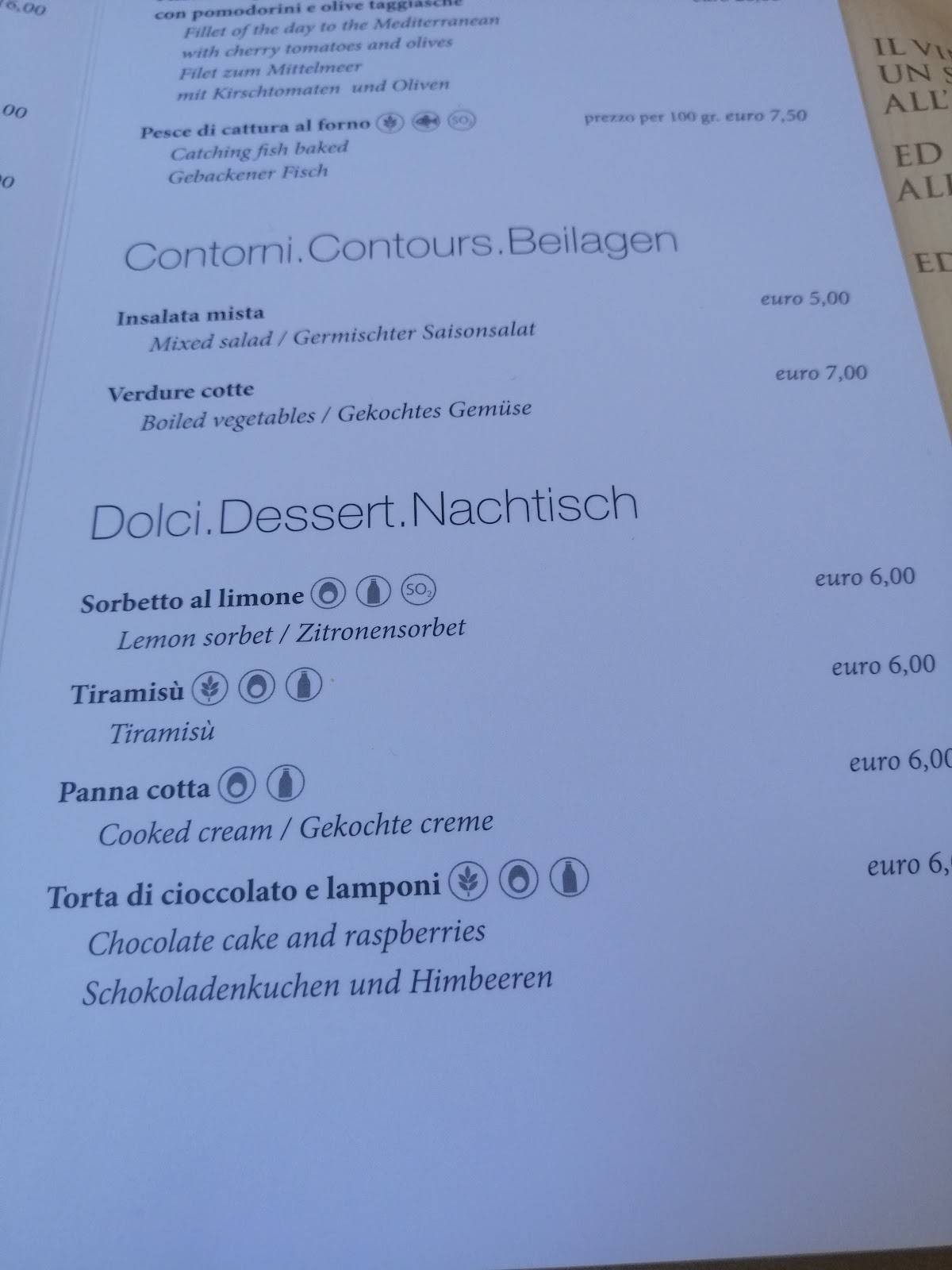 Menu di Alla Sorgente 