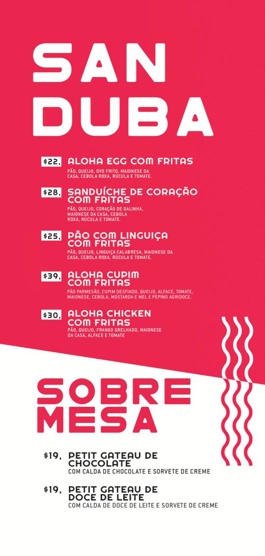 Aloha Bar - Praia do Rosa Sc cardápio