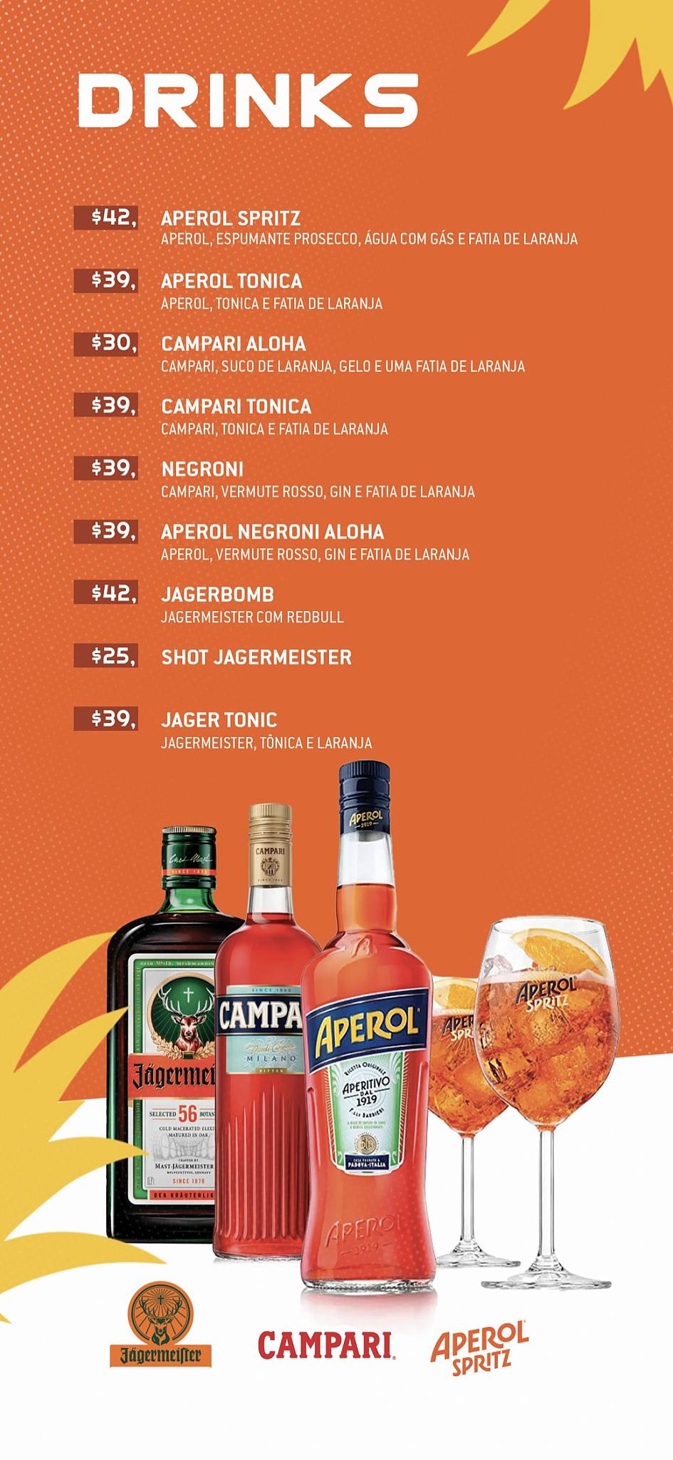 Aloha Bar - Praia do Rosa Sc cardápio